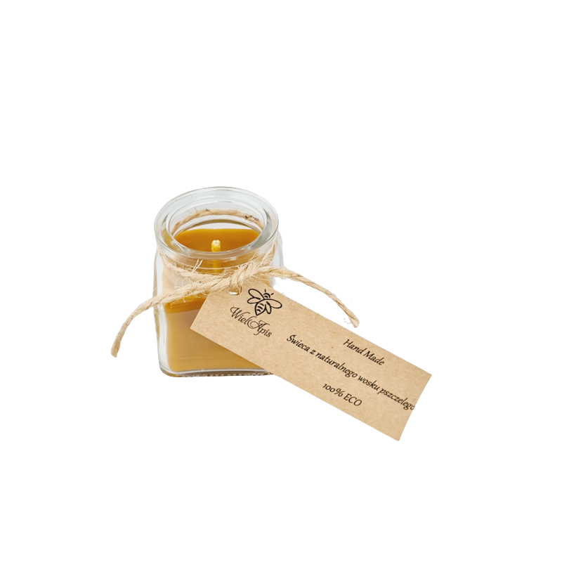 Świeca z naturalnego wosku pszczelego W SZKLANYM ZATYKANYM SŁOICZKU - KORKOWA ZATYCZKA Świeca z naturalnego wosku pszczelego W SZKLANYM ZATYKANYM SŁOICZKU - KORKOWA ZATYCZKA